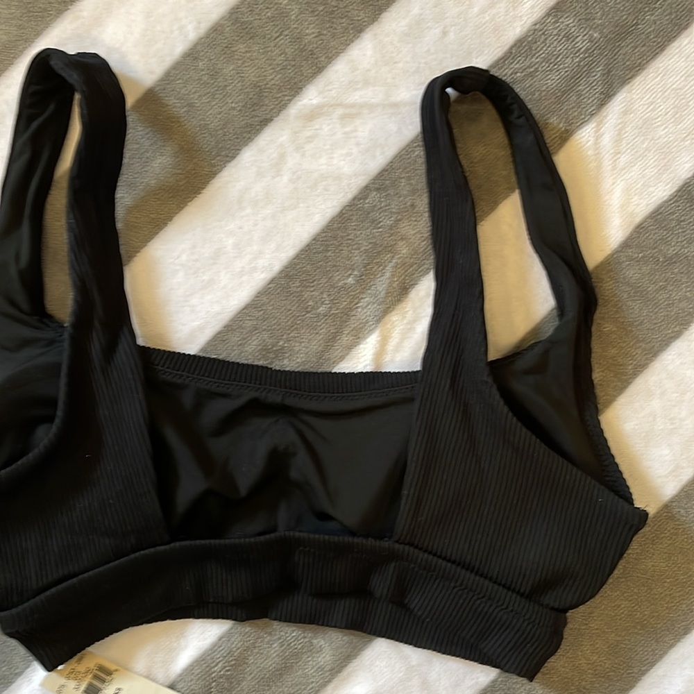 Aerie Black Scoop Wide Strap‎ Ribbed Pullover Bikini Top NWT - Picture 5 of 10